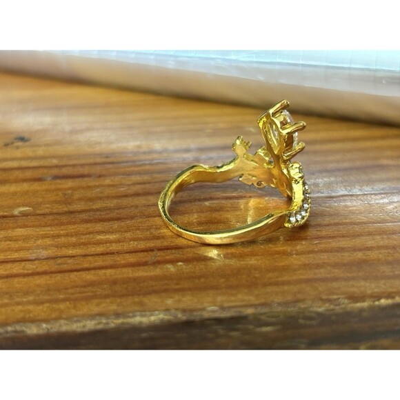 14 Karat Gold Plated Crown Tiara Cubic Zirconia Ring Women Size 7.5 - Picture 12 of 15